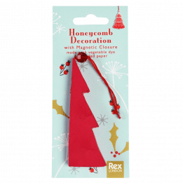 Honeycomb paper Christmas decoration in red in packaging