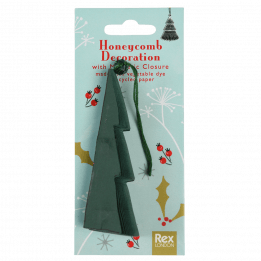 Honeycomb paper Christmas decoration in green in packaging