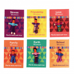 All 6 varieties of mini worry dolls from Mayan people of Guatemala