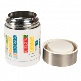 Periodic Table stainless steel food flask with lid removed