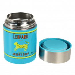Leopard stainless steel food flask with lid removed