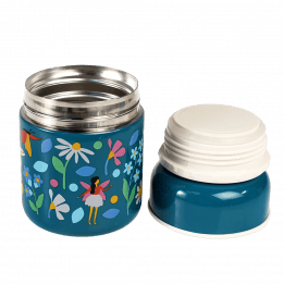 Fairies in the Garden stainless steel food flask with inner and outer lids removed