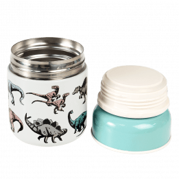 Prehistoric Land stainless steel food flask with inner and outer lids removed