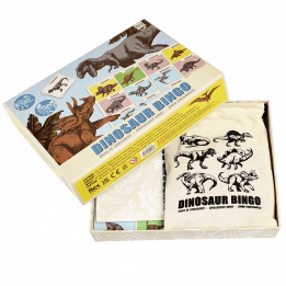 dinosaur bingo game open box with showing inside