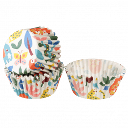 Cupcake cases in white with print of colourful wild animals