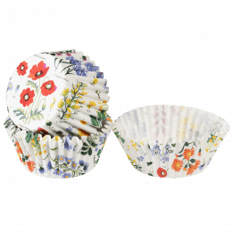 Cupcake cases in white with print of wild flowers