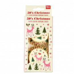 50s Christmas cupcake cases pack of 50 in box