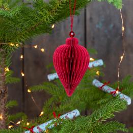 Red Teardrop Honeycomb Christmas Decoration