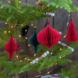 Red Tree Honeycomb Christmas Decoration