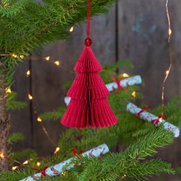 Red Tree Honeycomb Christmas Decoration