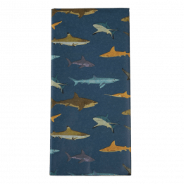 Tissue paper sheets with print of various sharks