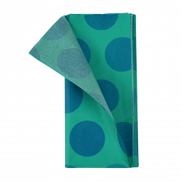 Blue on turquoise Spotlight tissue paper pack with 1 sheet unfurled