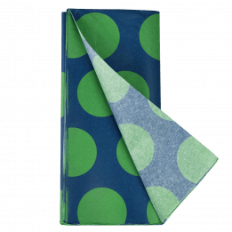 Green on blue Spotlight tissue paper pack with 1 sheet unfurled