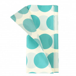 Turquoise on white Spotlight tissue paper pack with 1 sheet unfurled