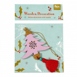 Pink Wooden Tree Christmas Decoration