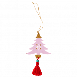 Pink Wooden Tree Christmas Decoration