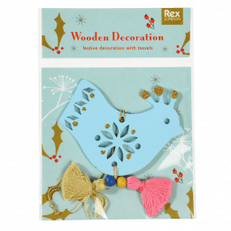 Blue Wooden Bird Christmas Decoration