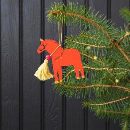 Red Wooden Horse Christmas Decoration