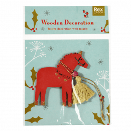 Red Wooden Horse Christmas Decoration