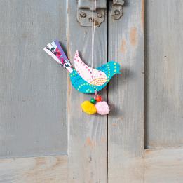 Hanging Paper Bird Decorations With Pom-Poms (set Of 3)