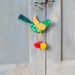 Hanging Paper Bird Decorations With Pom-Poms (set Of 3)
