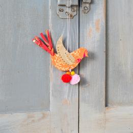 Hanging Paper Bird Decorations With Pom-Poms (set Of 3)