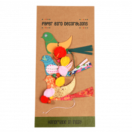 Hanging Paper Bird Decorations With Pom-Poms (set Of 3)