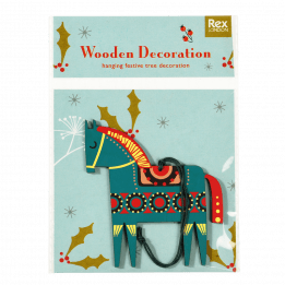 Green Wooden Horse Christmas Decoration