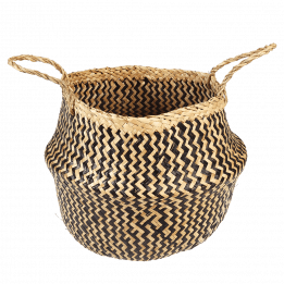 Medium Black Zigzag Seagrass Basket