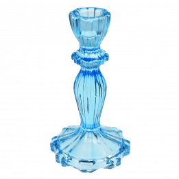 Tall Blue Glass Candlestick