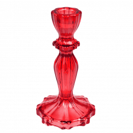 Tall Red Glass Candlestick
