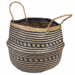 Large Navy Blue Seagrass Basket