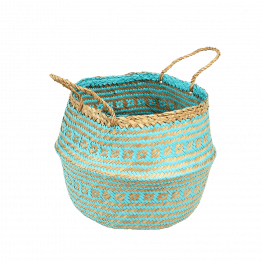 Small Turquoise Seagrass Basket