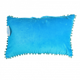 Greek Blue Pom Pom Cushion