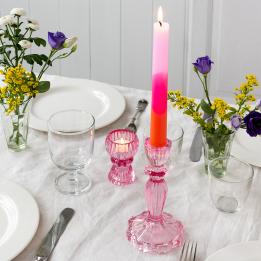 Tall Pink Glass Candle Holder