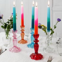 Tall Red Glass Candle Holder