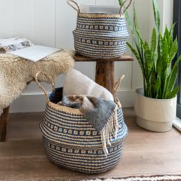 Large Navy Blue Seagrass Basket