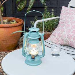 Light Blue Led Hurricane Lantern