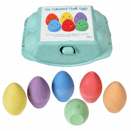 Six coloured chalk eggs