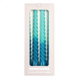 Dip Dye Spiral Candles Teal And Blue (set Of 4)