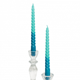 Dip Dye Spiral Candles Teal And Blue (set Of 4)