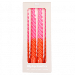 Dip Dye Spiral Candles Pink And Orange (set Of 4)