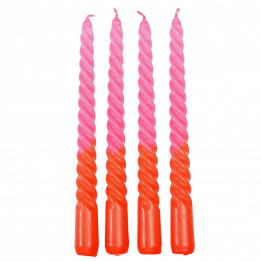 Dip Dye Spiral Candles Pink And Orange (set Of 4)