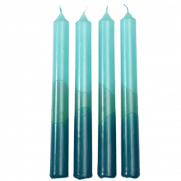 Dip Dye Candles Light Blue, Aquamarine And Dark Blue (set Of 4)