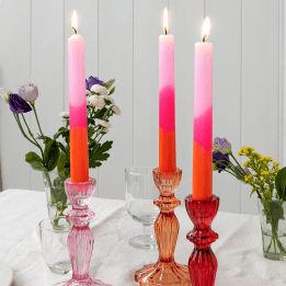 Dip Dye Candles Light Pink, Pink And Orange (set Of 4)