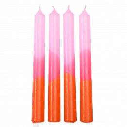 Dip Dye Candles Light Pink, Pink And Orange (set Of 4)