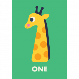 Giraffe 'one' Birthday Card