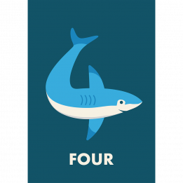 Shark 'four' Birthday Card