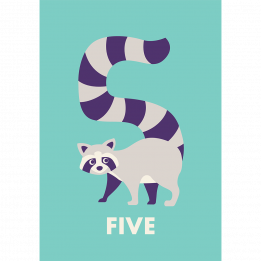 Racoon 'five' Birthday Card
