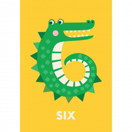 Crocodile 'six' Birthday Card